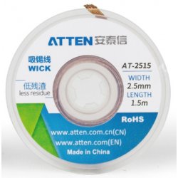 Το ATTEN AT-2515 Soldering Wick είναι απορροφητικό σύρμα κόλλησης ταινία χαλκού αποκόλλησης 2.5mm.   